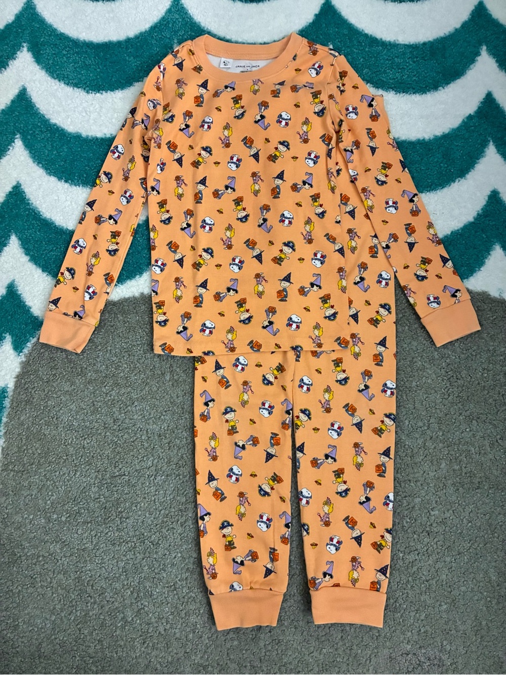 Janie and Jack x Peanuts Snug Fit Halloween Party PJ Set (Orange) Size 8